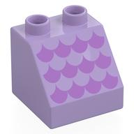 Duplo Brick 2 x 2 Slope 45° with Medium Lavender Scallops Print (Lavender)