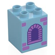 Duplo Brick 2 x 2 x 2 with Castle Window Print (Medium Azure)