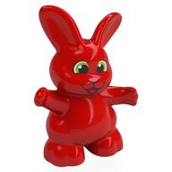 Duplo Animal Rabbit, Arms Wide, Black Eye, White Pupil Print (Red)