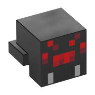 Minifig Head Special, Cube with Rear Ledge, Pixelated Red and Light Bluish Grey Face Print (Spider) (Black)