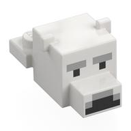Animal Body Part, Bear Head 1 x 2 with Cube Polar Bear with Pixelated Face, Narrow Eyes Print (White)
