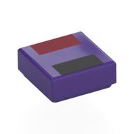 Tile 1 x 1 with Dark Red, Black Rectangle Print (Dark Purple)