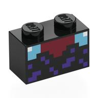 Brick 1 x 2 with Pixelated Enchantment Table Print (Black)