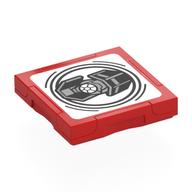 Tile Special 2 x 2 with SMART Tag with Darth Vader's TIE Fighter Print (Red)