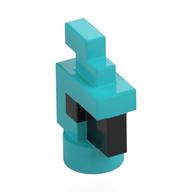 Animal Body Part, Bird, Chicken/Parrot Head Pixelated with Black Eyes and Beak Pattern (Medium Azure)