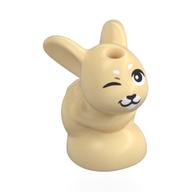 Animal, Rabbit / Bunny, Baby Sitting with White Eyebrows, Winking Print (Tan)