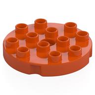 Duplo Plate Round 4 x 4 (Reddish Orange)