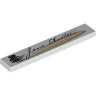 Tile 1 x 6 with Ink Pot, Signature 'Jane Austen' Print (White)