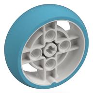 Wheel 43 x 14 with 4 Spokes, Axle Hole, and Medium Azure Integral Tire (White)