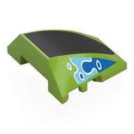 Brick Wedged, Curved 4 x 3 No Studs with Black Front, Blue/Medium Blue Water Shapes Print (Lime)