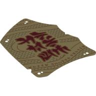 Sail, 12 x 16, Tattered with Dark Red Asian Symbols, Dark Orange Snake Scales, Asian Symbols Print (Tan)