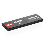 Tile 2 x 6 with 'LEGO', 'BATMAN FOREVER", White Batman Logo, Question Mark Print (Black)