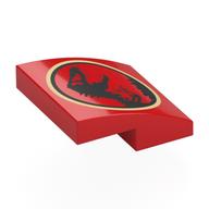 Brick Curved 2 x 2 x 2/3 with Jurassic Park Logo Print (Red)
