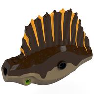 Animal Body Part, Dinosaur, Spinosaurus Body with Dark Tan Belly, Bright Light Orange Markings Print (Dark Brown)