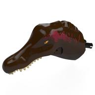 Animal Body Part, Dinosaur, Spinosaurus Head with White Teeth, Dark Red Markings Print (Dark Brown)