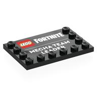 Plate Special 4 x 6, Studs on 3 Edges with 'LEGO FORTNITE', 'MECHA TEAM LEADER' Print (Black)