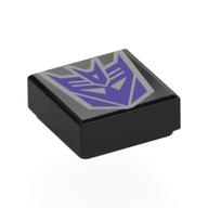 Tile 1 x 1 with Dark Purple Sound Wave Print (Black)