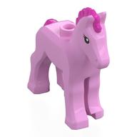 Animal, Foal with Black Eyes, Dark Pink Mane, Tail Print (Bright Pink)