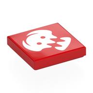 Tile 2 x 2 with White Viking Insignia Print (Red)