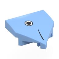 Brick Wedged, Curved 2 x 2 with Stud Notches with Black stripe, Circle / Fish Head Print (Bright Light Blue)