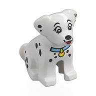 Animal, Dog Sitting with Black Spots, Medium Azure Collar, Yellow Pendant (Dalmatian) Print (White)