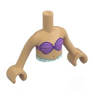 Minidoll Torso Girl with Medium Lavender See Shells, Light Aqua Tail Print, Warm Tan Arms and Hands (Warm Tan)