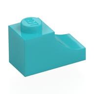 Brick Curved 2 x 1 with Inverted Cutout (Medium Azure)