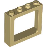 Window 1 x 4 x 3 Train with Shutter Holes and Solid Studs on Ends (Tan)