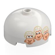 Brick Round 3 x 3 Dome with Center Stud with 3 Sheep Print (White)
