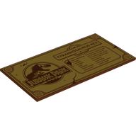 Tile 8 x 16 with Gold Jurassic Park Logo, 'TYRANNOSAURUS REX', Stats Print (Reddish Brown)