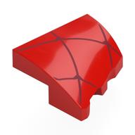 Brick Wedged, Curved 2 x 2 with Stud Notch Left with Dark Red Webs Print (Red)
