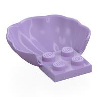 Animal Body Part, Clam / Scallop Half Shell with 4 Studs (Lavender)