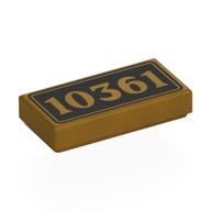 Tile 1 x 2 with Gold '10361' on Black Background Print (Pearl Gold)