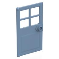Door 1 x 4 x 6 with 4 Panes and Stud Handle (Sand Blue)