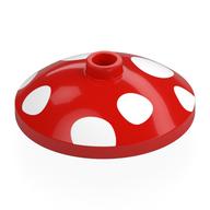 Dish 3 x 3 Inverted [Radar] with White Dots / Mushroom Print (Red)