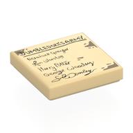 Tile 2 x 2 with Groove with Parchment, 'DUMBLEDORES ARMY', Names Print (Tan)