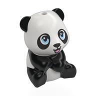 Animal, Bear Cub Sitting Panda with Open Mouth, Bright Light Blue Eyes Print (White)