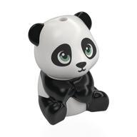 Animal, Bear Cub Sitting Panda with Closed Mouth, Sand Green Eyes Print (White)