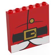 Panel 1 x 6 x 5 with Santa Chest, Black Belt, Gold Belt Buckle, Button, White Fur Print (Red)