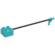 Duplo Brick, 2x2 with Black Hose and Nozzle (Medium Azure)