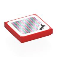 Tile 2 x 2 with Kart, Barcode Print (Sticker) (Red)