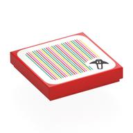 Tile 2 x 2 with Bat, Barcode Print (Sticker) (Red)