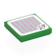 Tile 2 x 2 with iPod, Music Notes, Barcode Print (Sticker) (Bright Green)