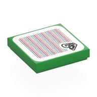 Tile 2 x 2 with Gramophone, Barcode Print (Sticker) (Bright Green)