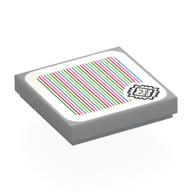 Tile 2 x 2 with Thwomp and Barcode Print (Sticker) (Light Bluish Gray)