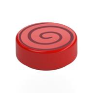 Tile Round 1 x 1 with Black Swirl Print (Red)