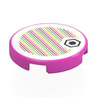 Tile Round 2 x 2 with Hexagon, Barcode Print (Sticker) (Dark Pink)