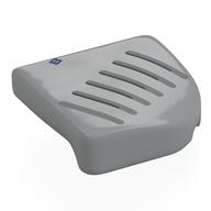 Brick Round, Curved 4 x 4, No Studs with 'B', Dark Bluish Grey Vents Print (Light Bluish Gray)