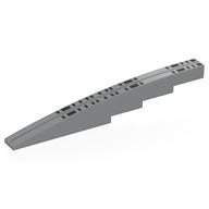 Brick Curved 1 x 12 x 1 2/3 with Cutouts with Dark Bluish Grey Stripe, Black Rectangles (Windows) Print (Light Bluish Gray)