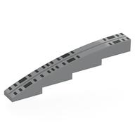 Brick Curved 1 x 8 x 1 2/3 with Dark Bluish Grey Stripe, Black Rectangles (Windows) Print (Light Bluish Gray)